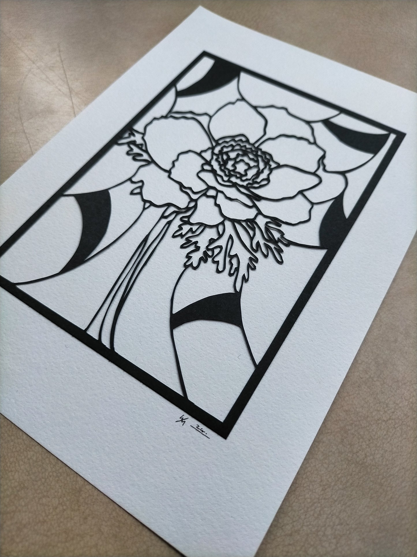 The Poppy Anemone - Original Papercutting by Willow McKenzie